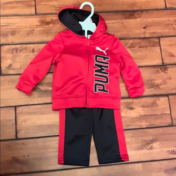 puma red and black tracksuit